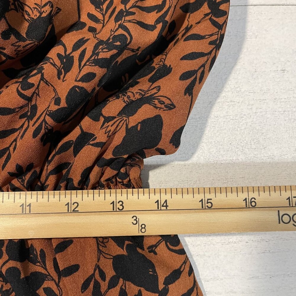 Kori America Women's Floral Print Dress Small Orange & Black Polyester Lined - Picture 4 of 11